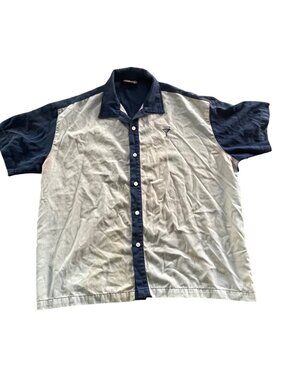 Retro Steady Mens Two-Tone Button-Up Bowling Shirt With Martini Logo XL